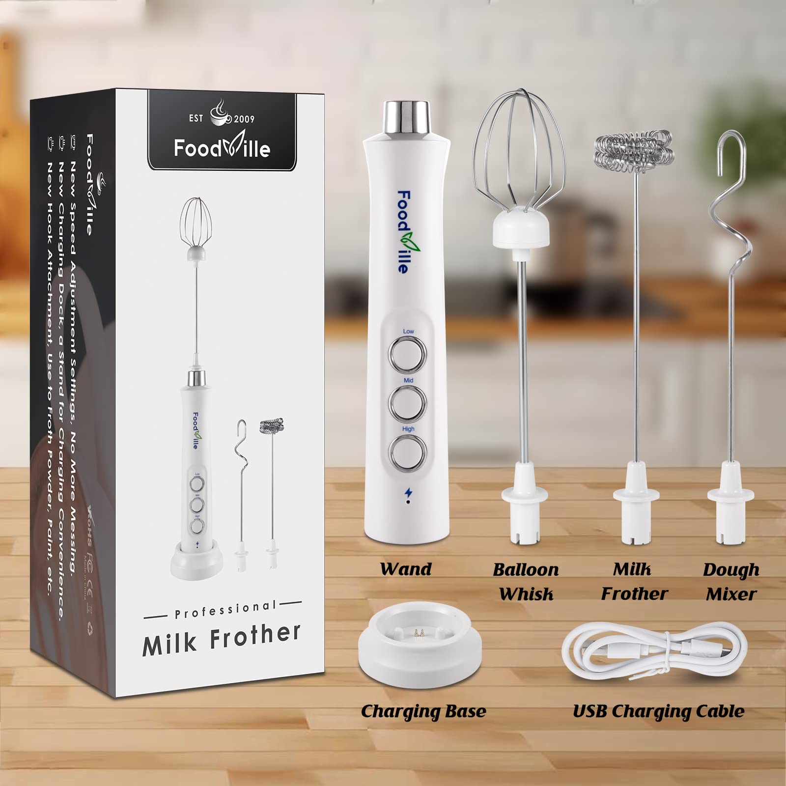 Amazon.com: FoodVille MF09 3 in 1 Rechargeable Milk Frother